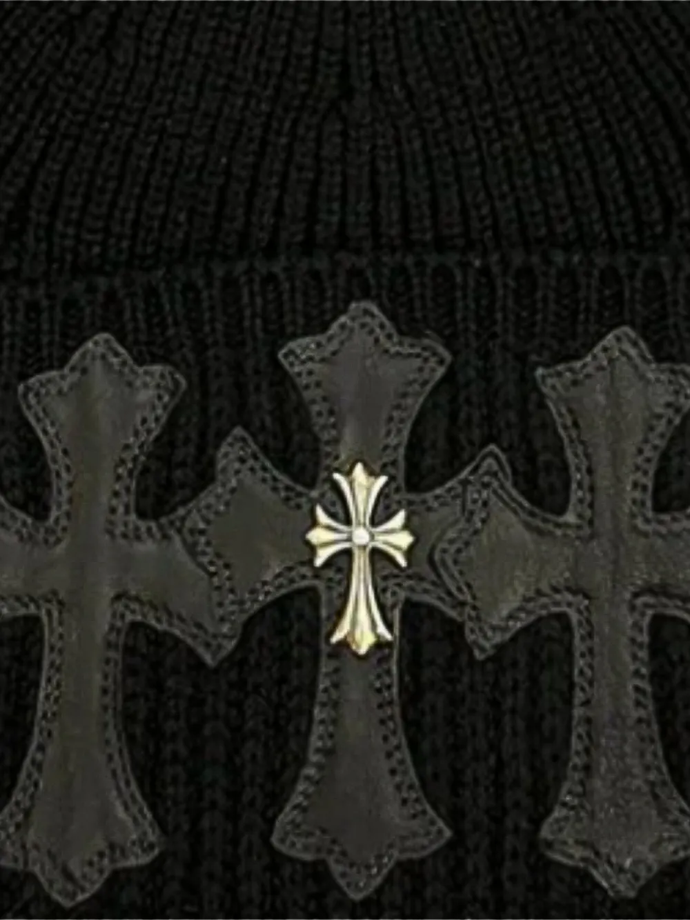 Chrome Hearts Triple Cross kasjmier muts Zwart