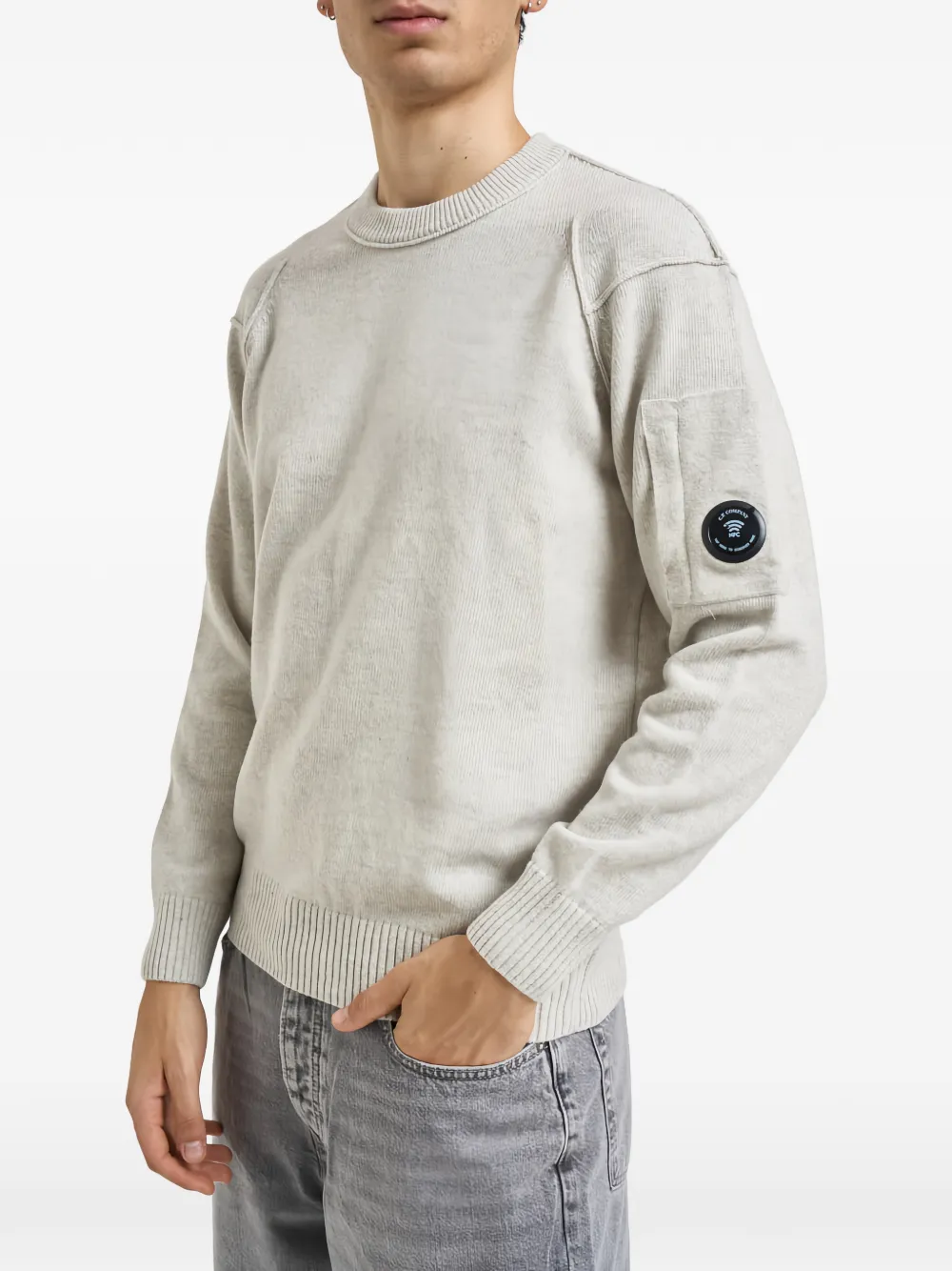 C.P. Company Lamswollen trui met ronde hals Beige