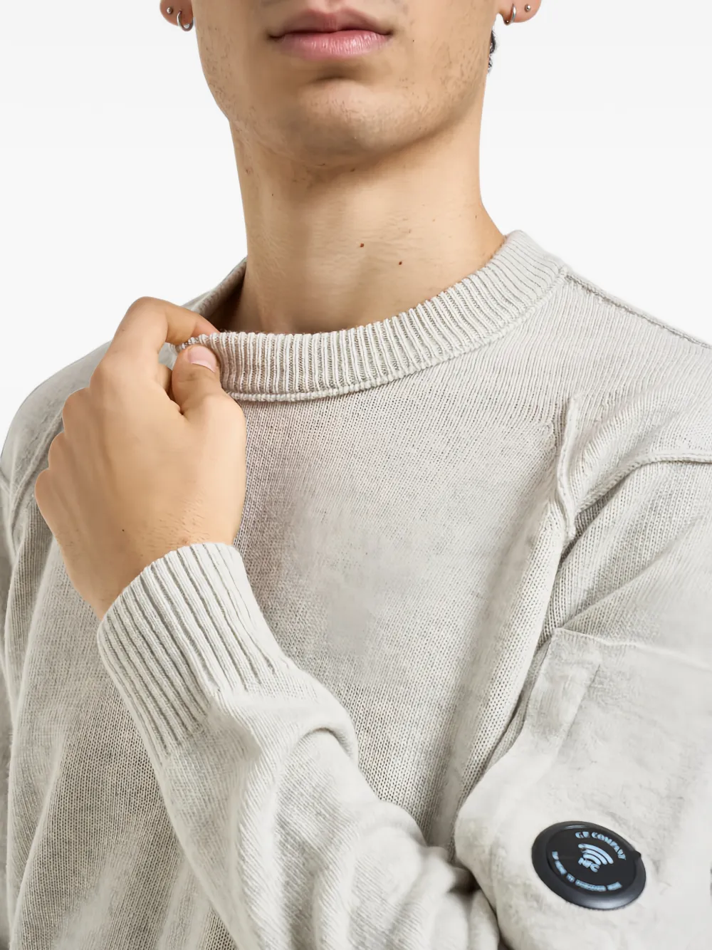 C.P. Company Lamswollen trui met ronde hals Beige