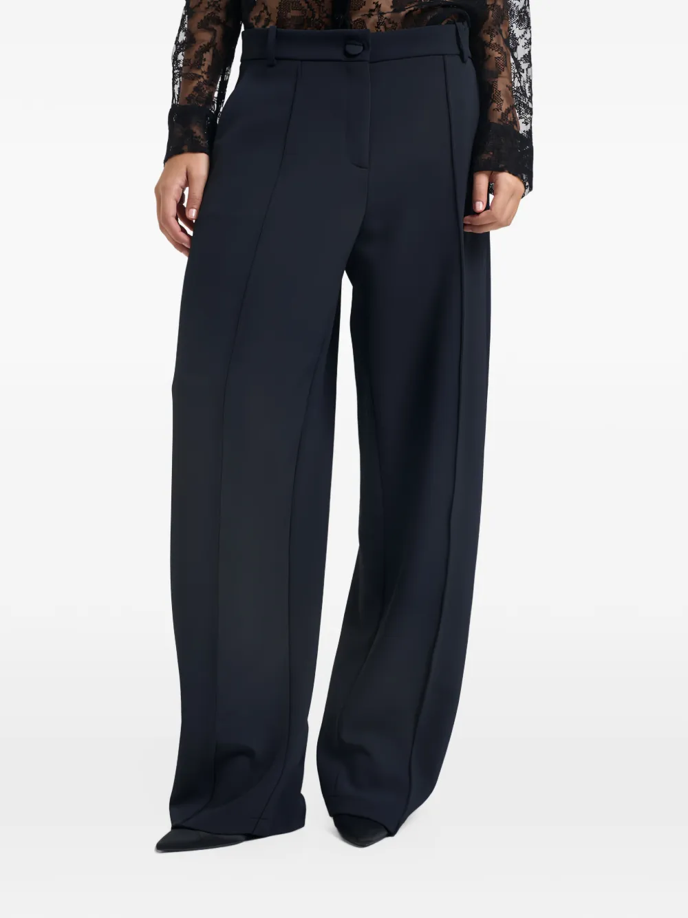 PINKO pressed-crease wide-leg trousers Zwart