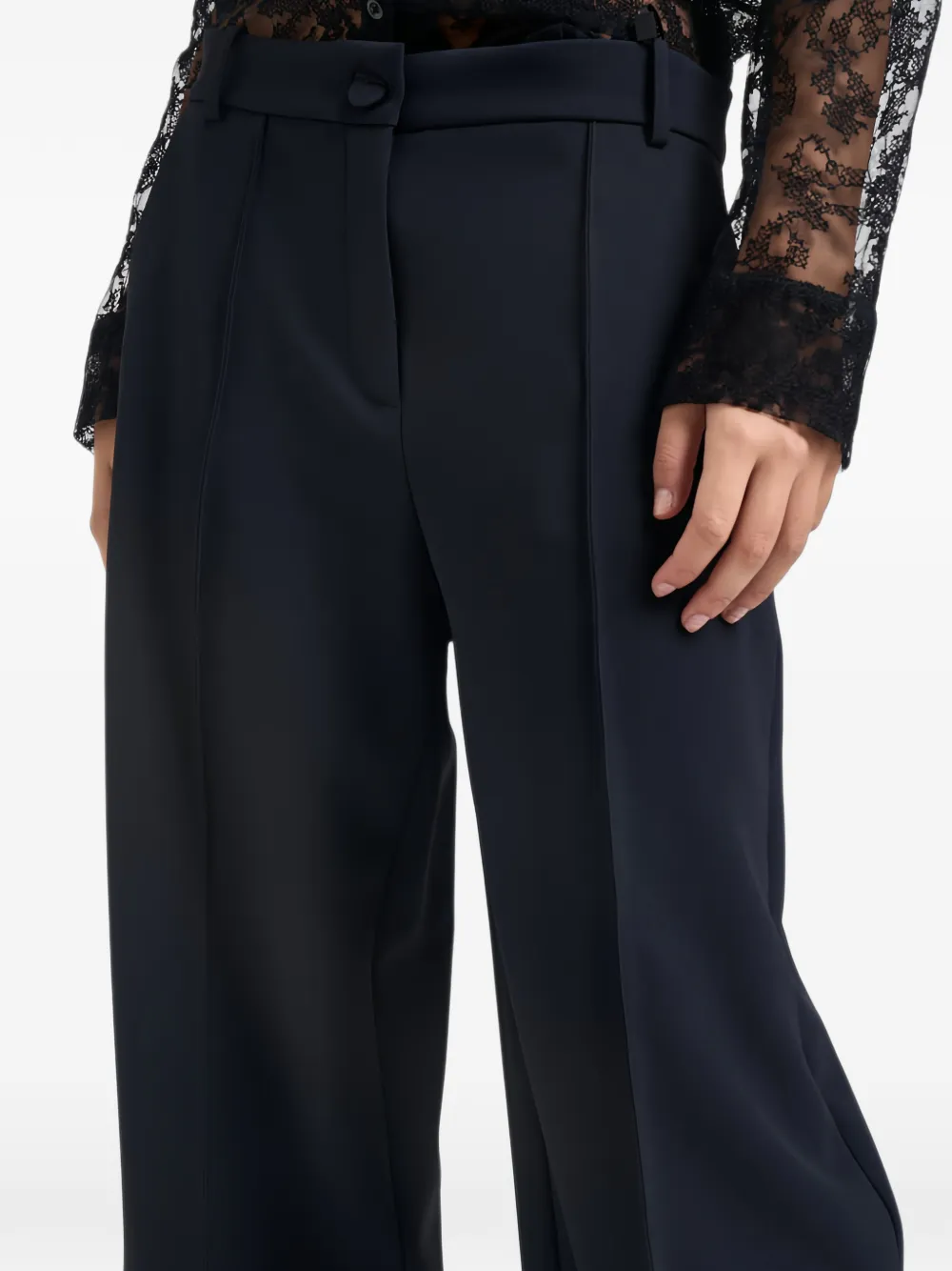 PINKO pressed-crease wide-leg trousers Zwart