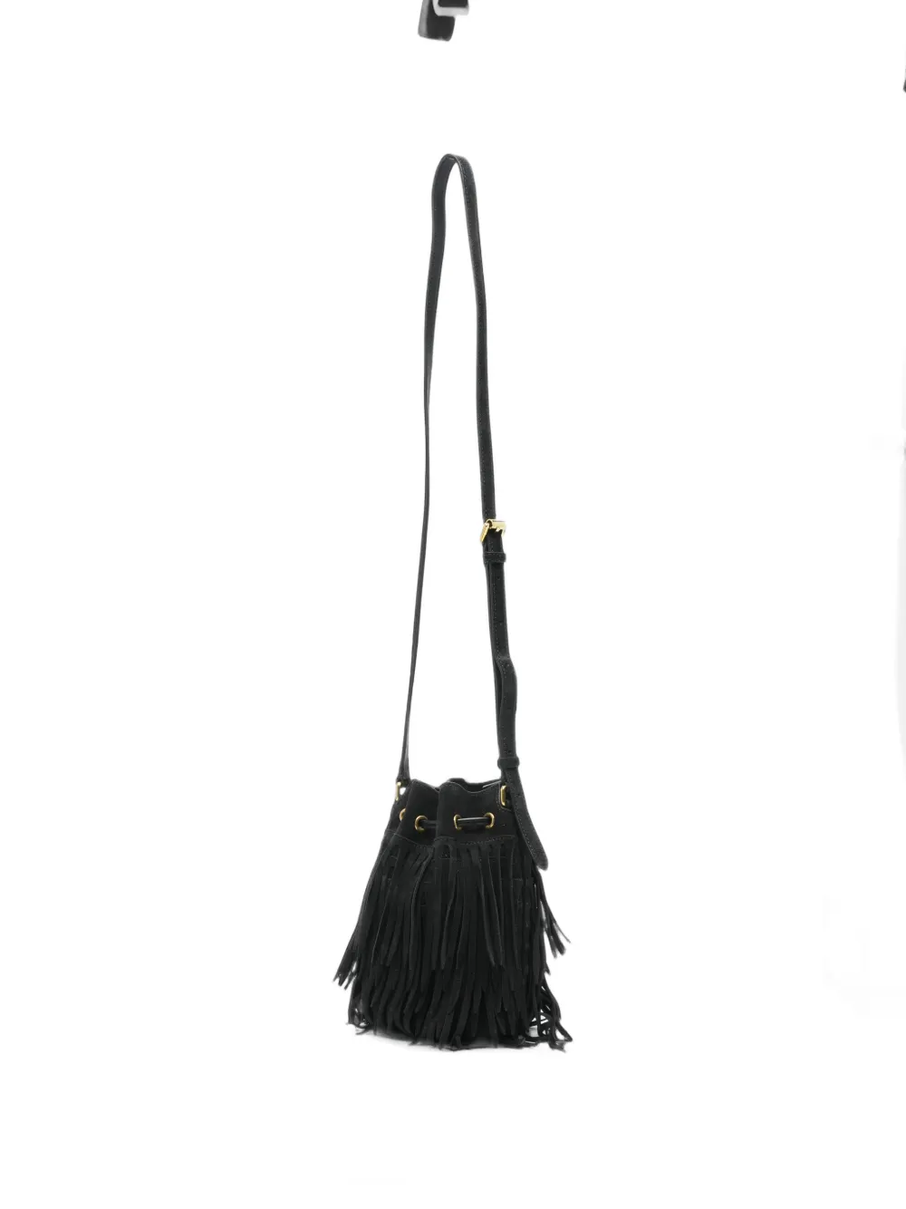 Mulberry Bucket-tas met trekkoord en franje Zwart
