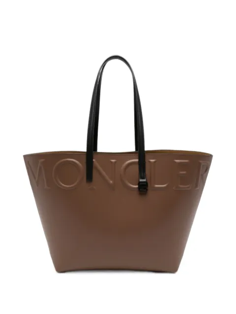 Moncler embossed-logo leather tote bag