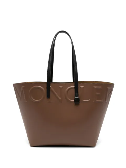Moncler embossed-logo leather tote bag