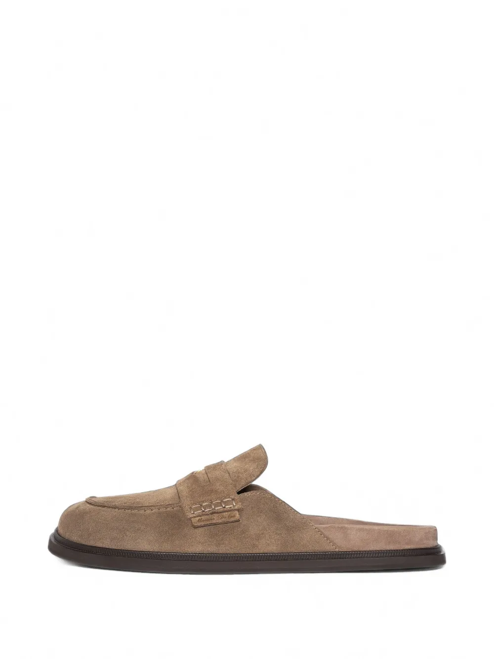 Manière De Voir Sidney in taupe suede loafer mules - Toni neutri