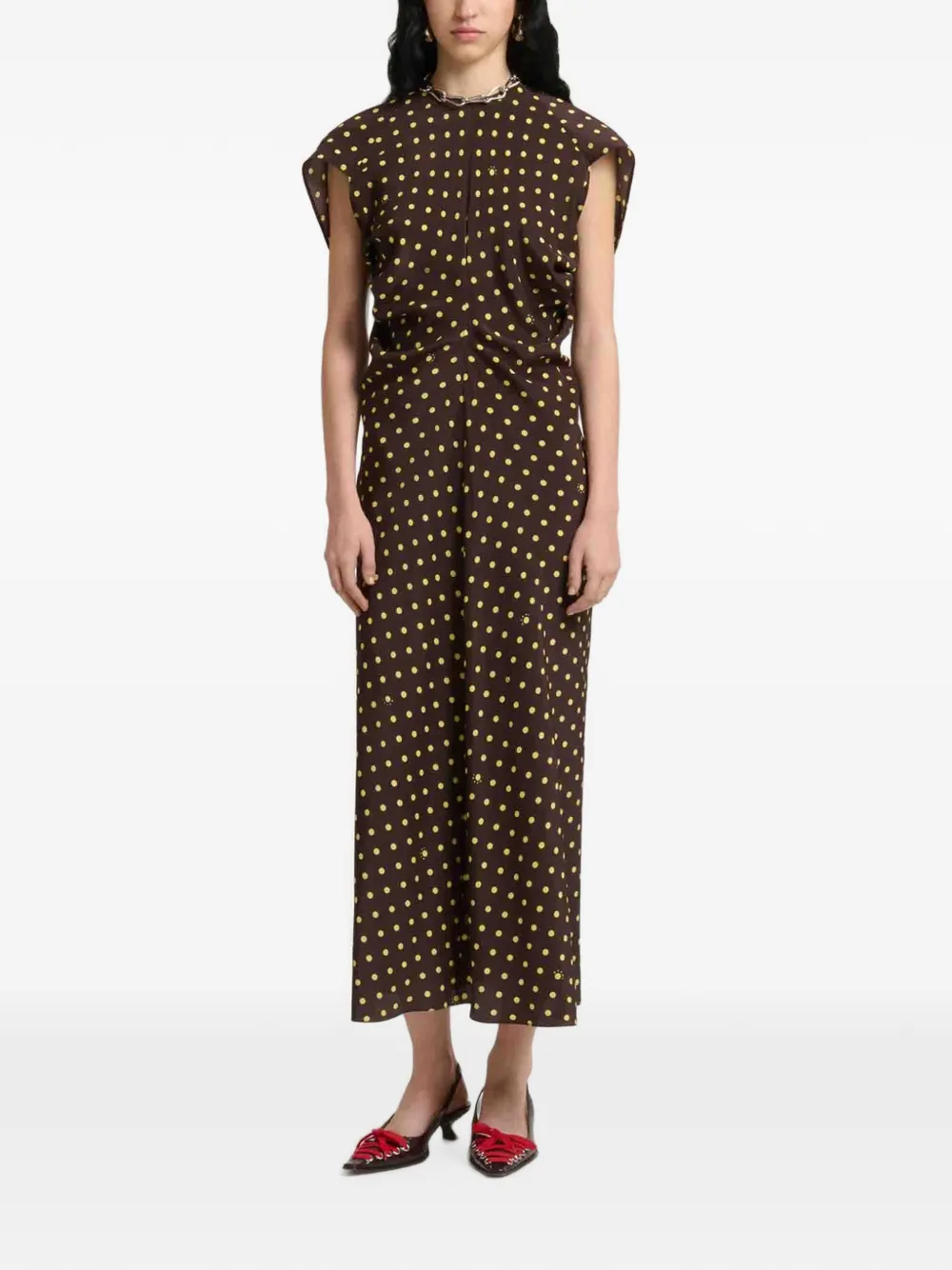 Altuzarra Marni jurk met stippen Bruin