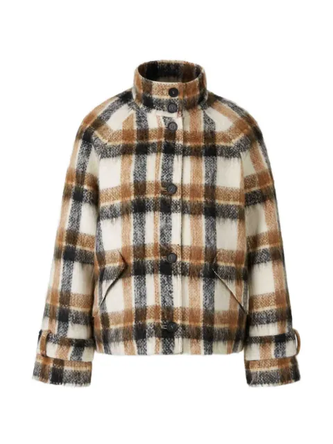 SIMKHAI  Virelle Plaid check-print high-neck jacket