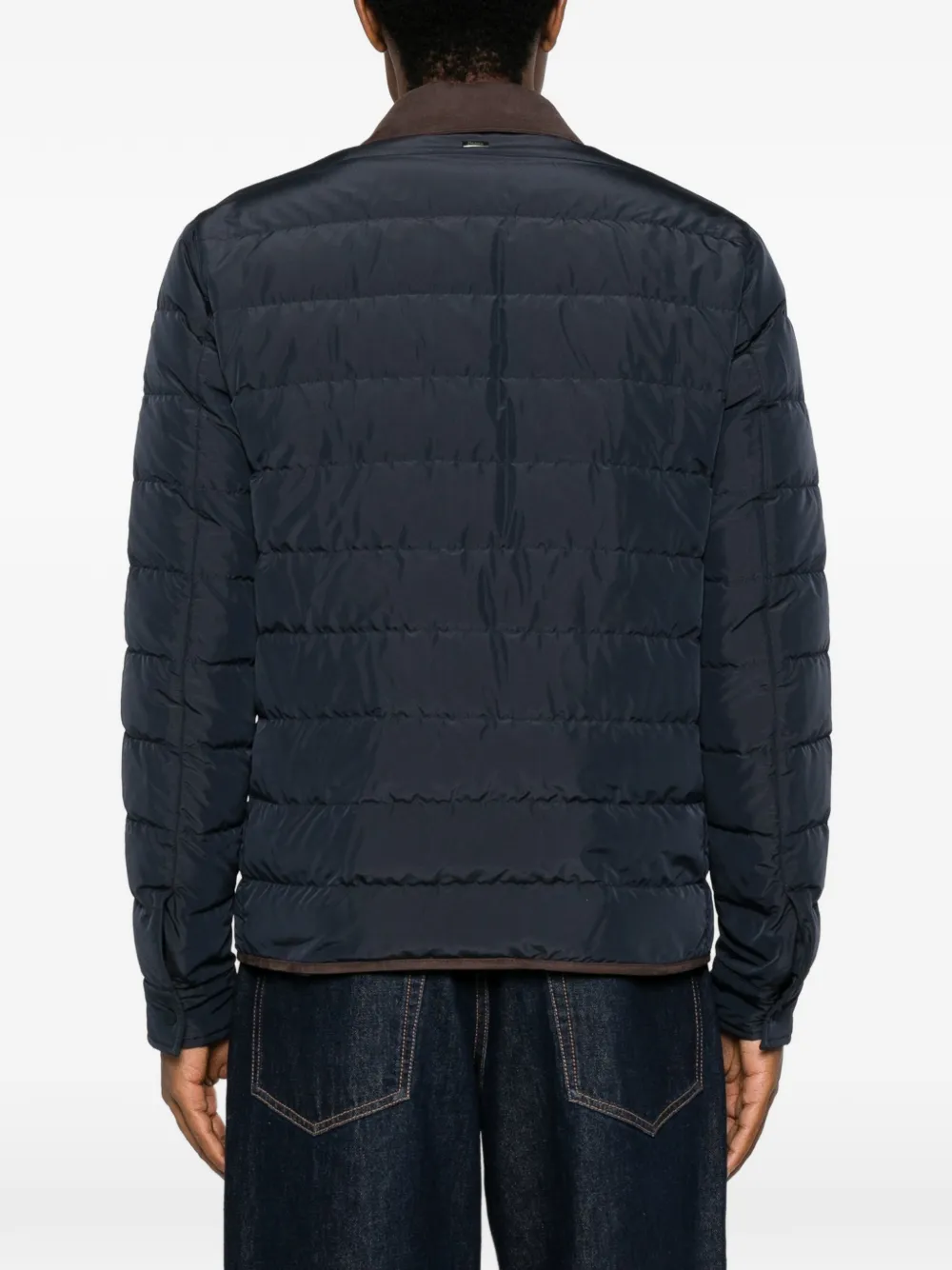 Herno Gewatteerd jack met gespreide kraag Blauw