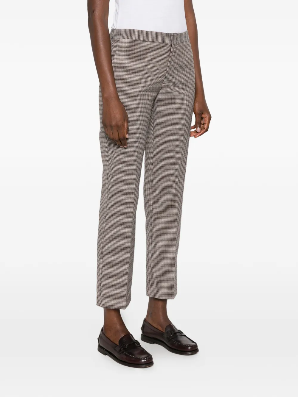TWINSET Pantalon met pied-de-poule print Bruin