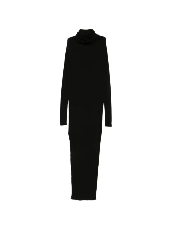 Rick Owens Ribbed Side-slit Maxi Dress in Black