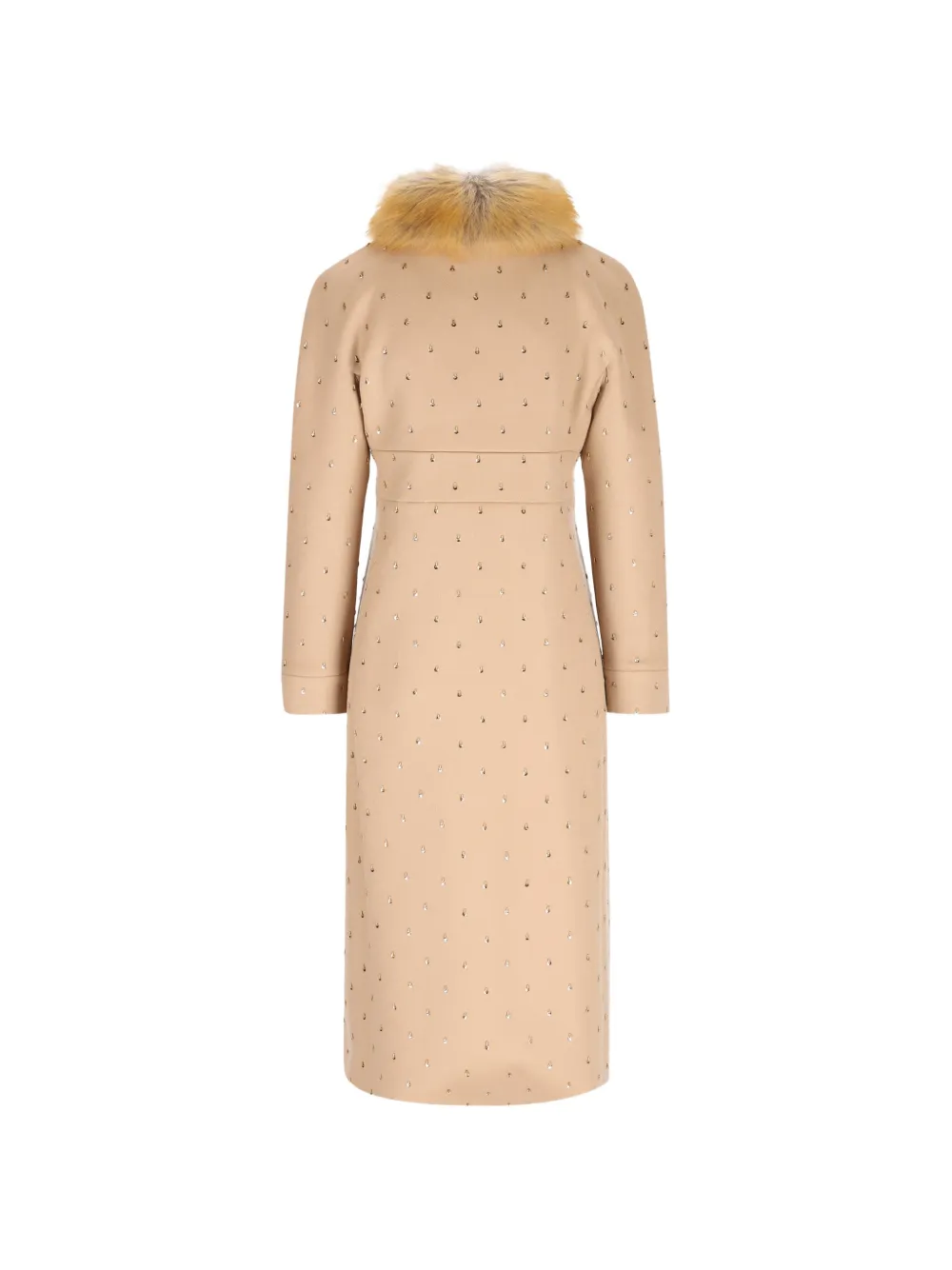 Valentino Garavani Jas verfraaid met pailletten en kraag van imitatiebont Beige