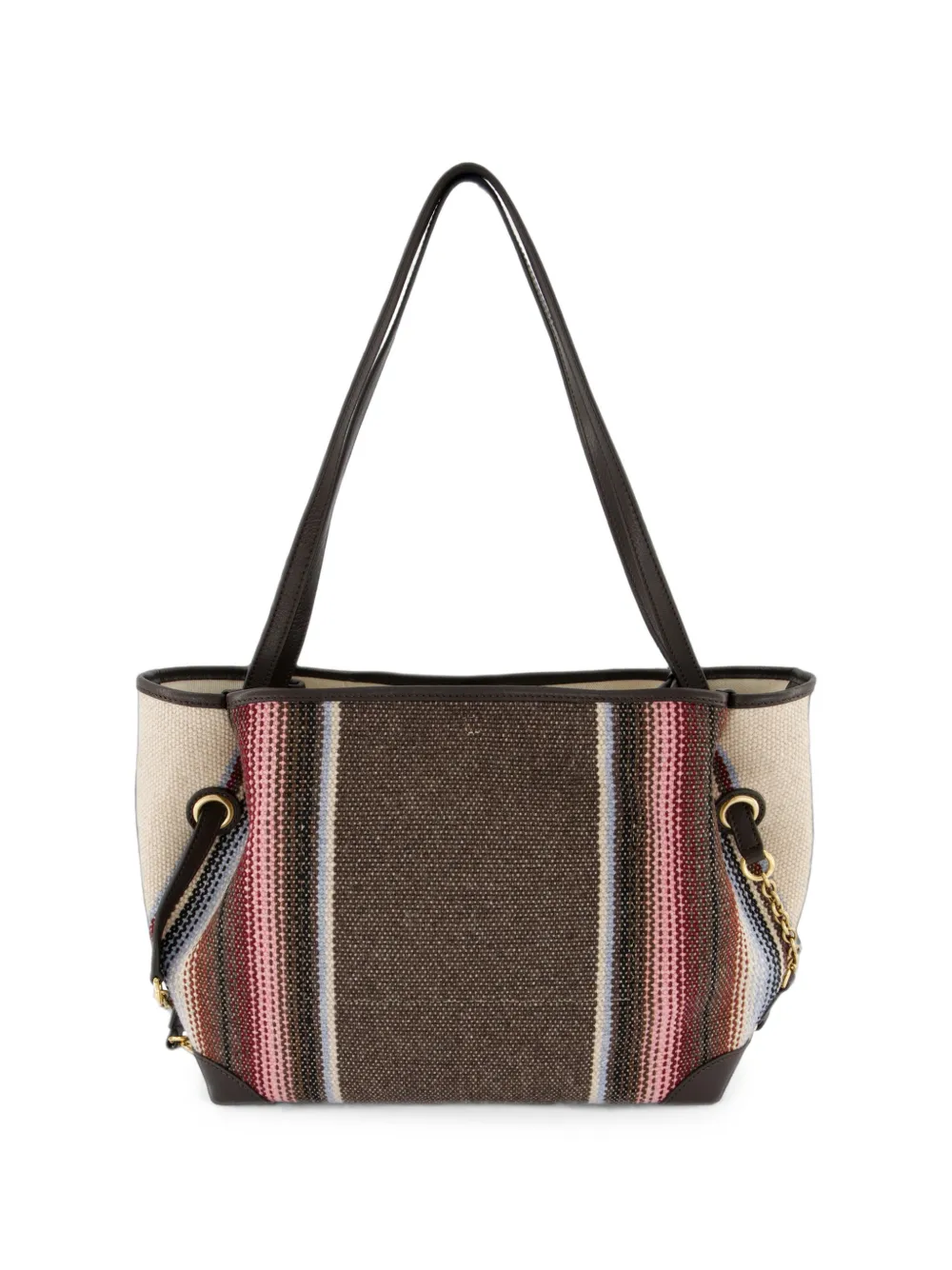 Chloé Clover gestreepte shopper met geborduurd logo Beige
