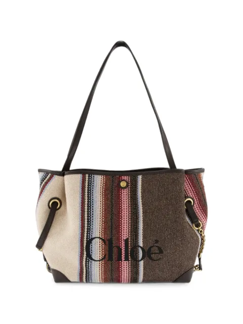Chloé Clover logo-embroidered striped tote bag