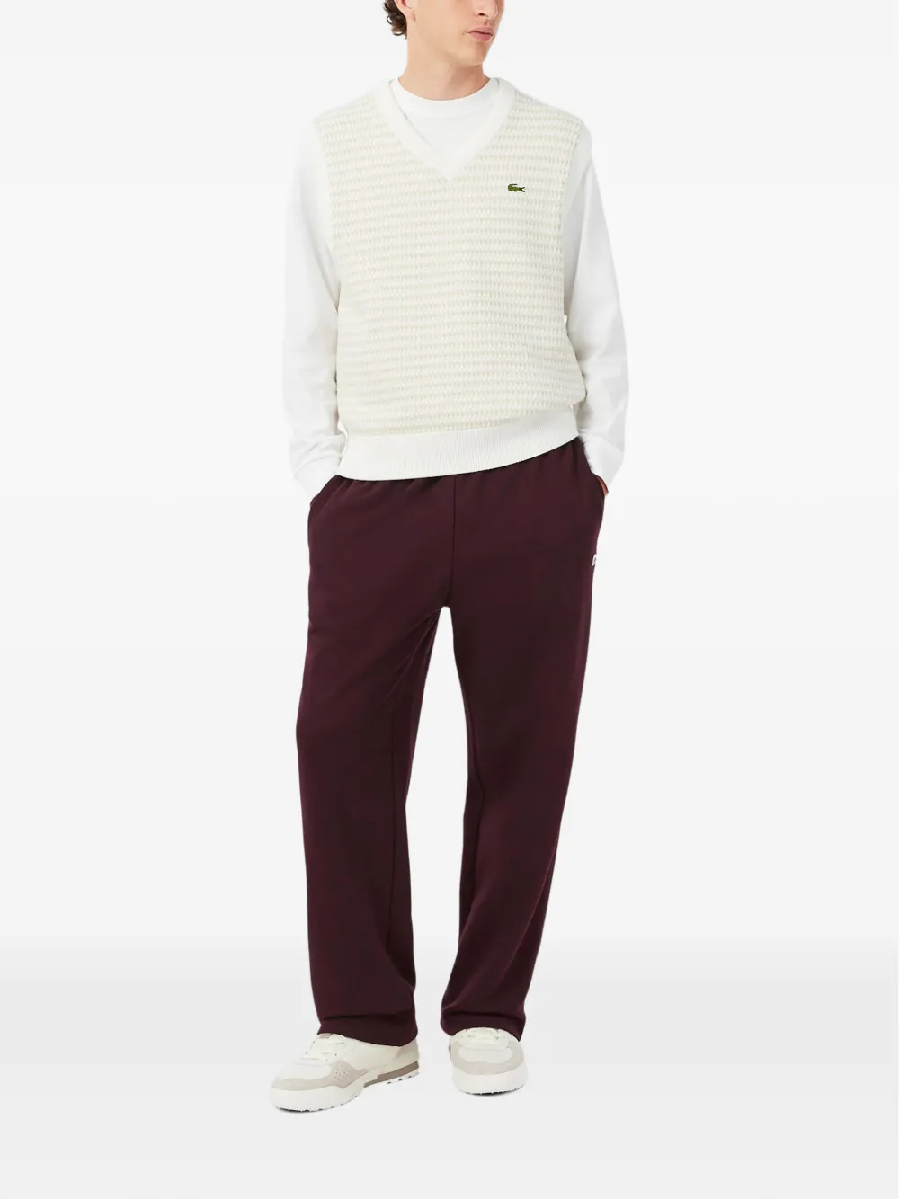 Lacoste Ruimvallende trainingsbroek met logo-patch Rood