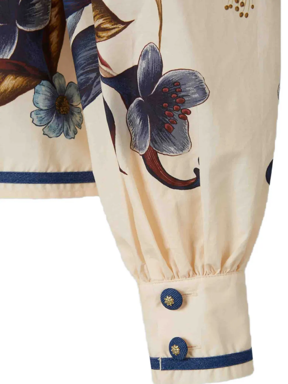 FARM Rio floral-print sailor-collar shirt Beige