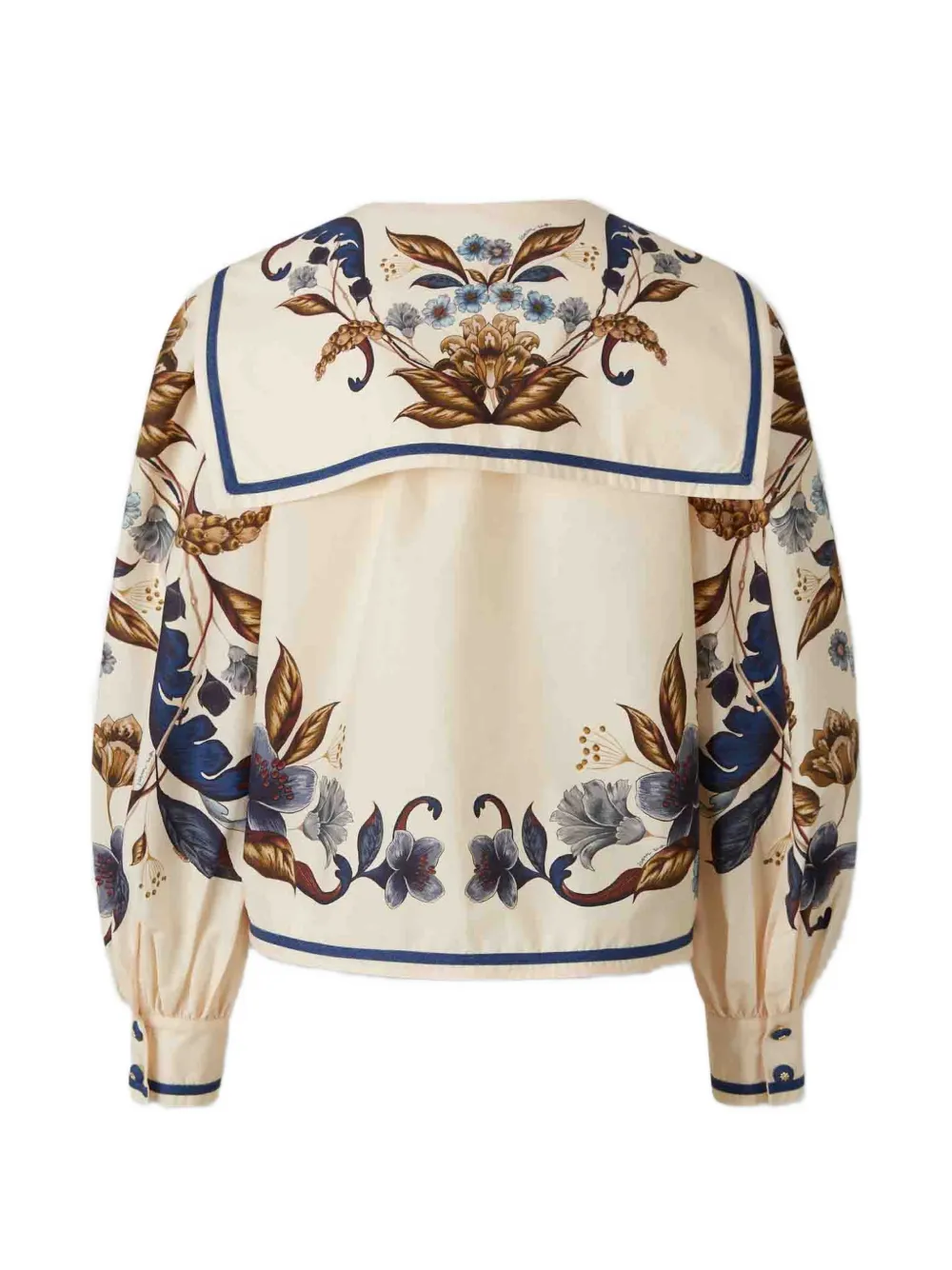 FARM Rio floral-print sailor-collar shirt Beige