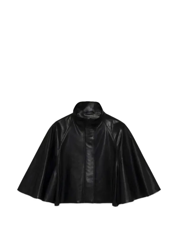 Simkhai Orvik High-neck Leather Jacket in Black