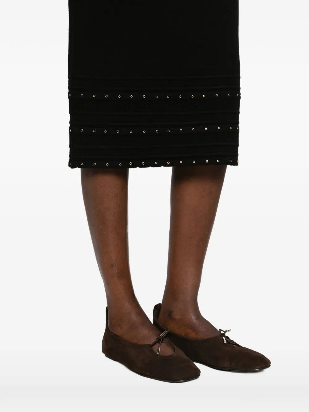 TWINSET stud-embellished ribbed-knit skirt Zwart