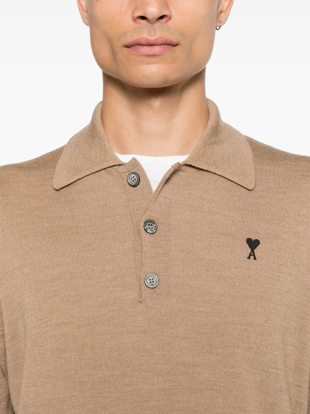 AMI Paris Poloshirt met logo Beige