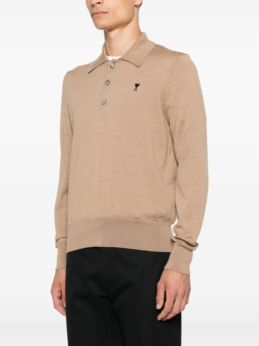 AMI Paris Poloshirt met logo Beige