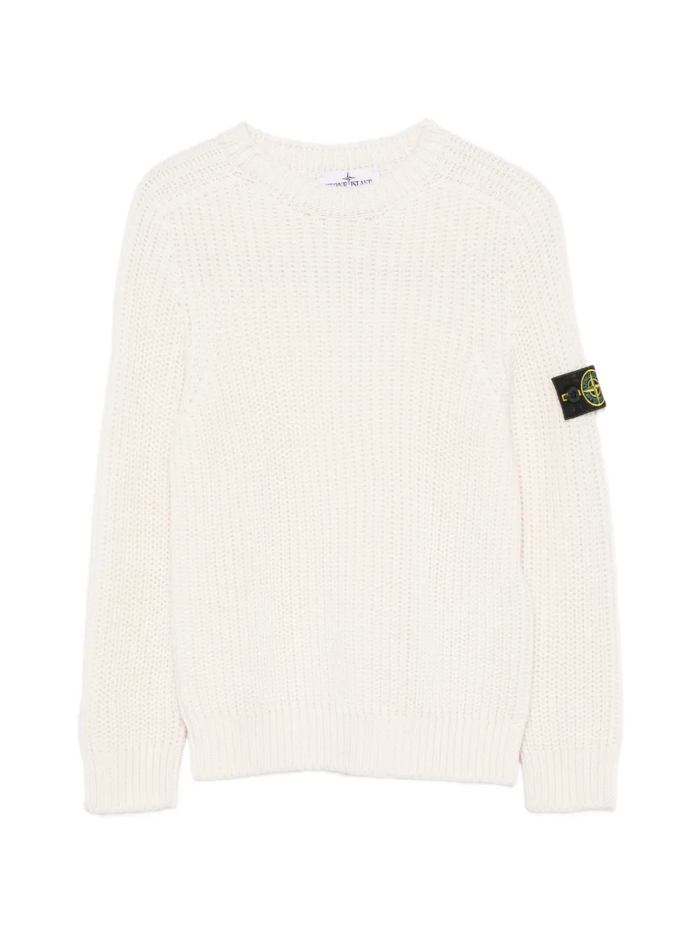 Stone Island Junior ribbed-knit logo-patch sweater - Toni neutri