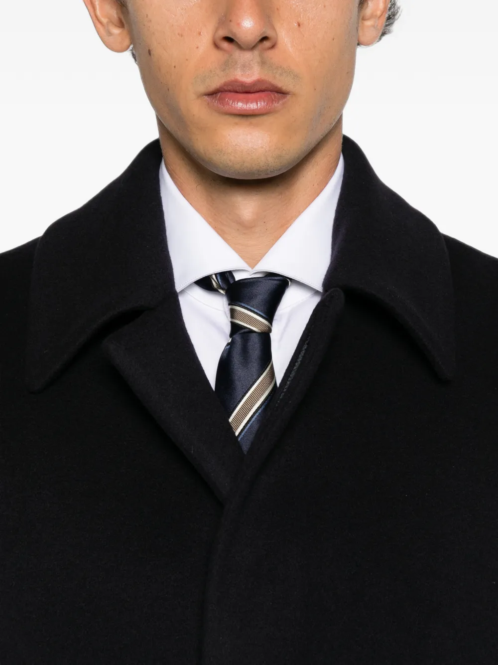 Lardini Peggy concealed-front virgin wool coat Zwart