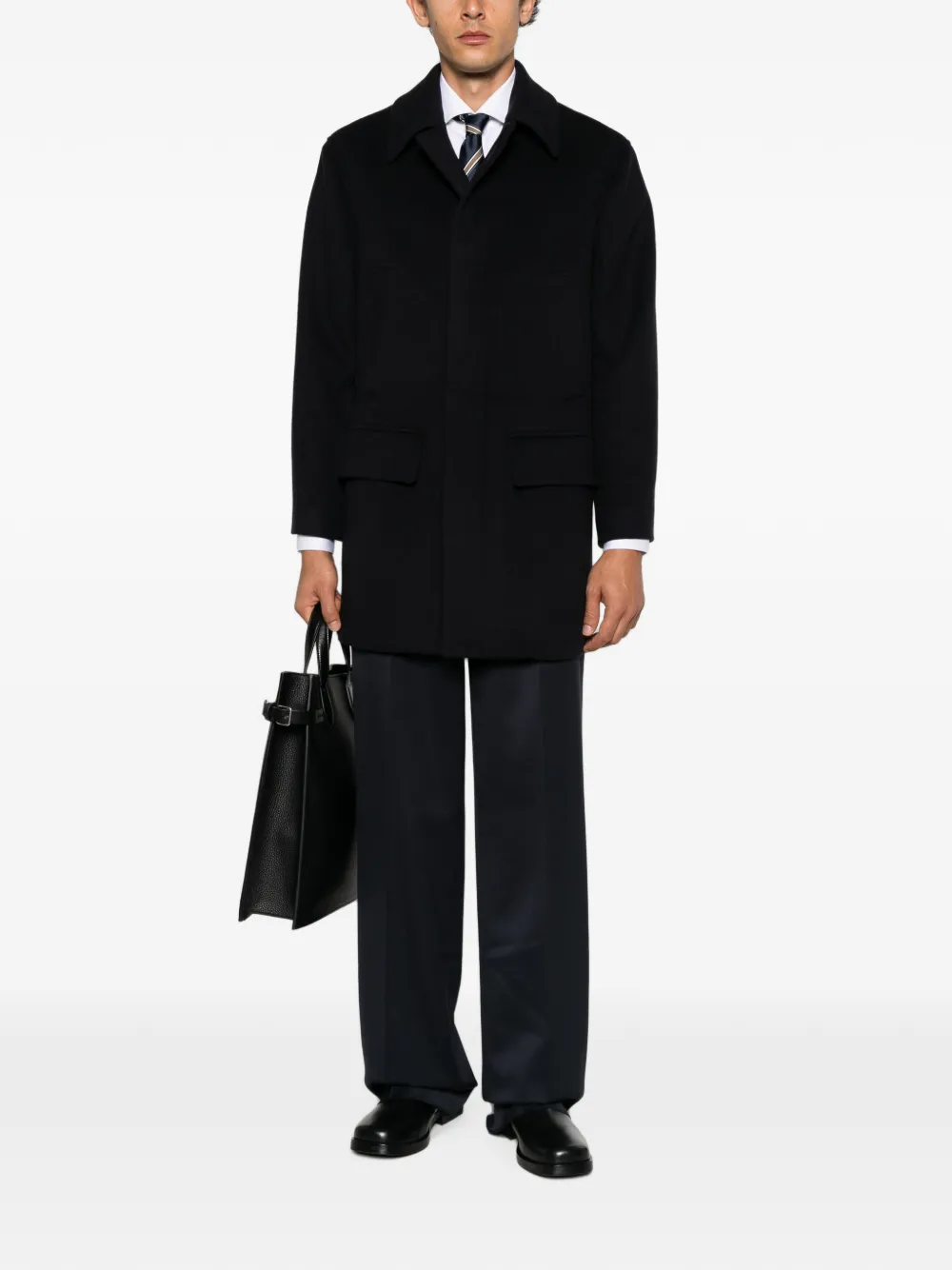 Lardini Peggy concealed-front virgin wool coat - Nero