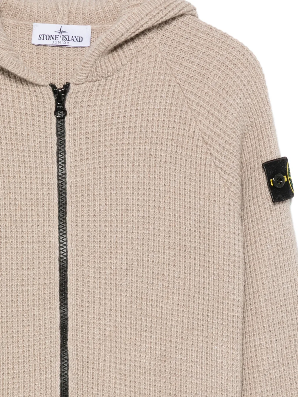 Stone Island Junior Compass trui met rits en patch Beige