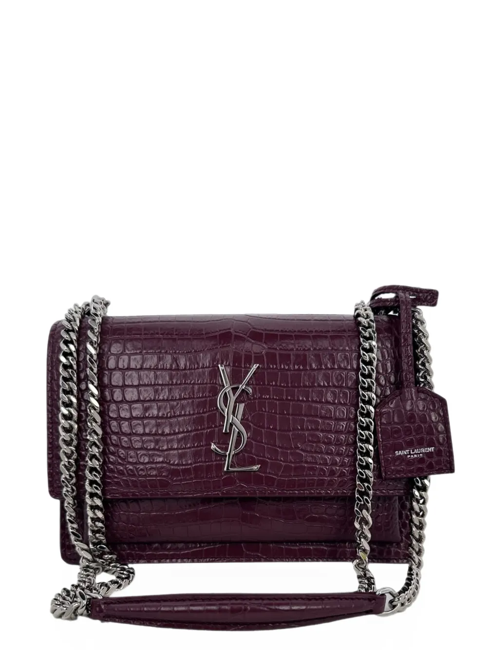 Saint Laurent Pre-Owned Sunset crocodile-embossed shoulder bag - Violett
