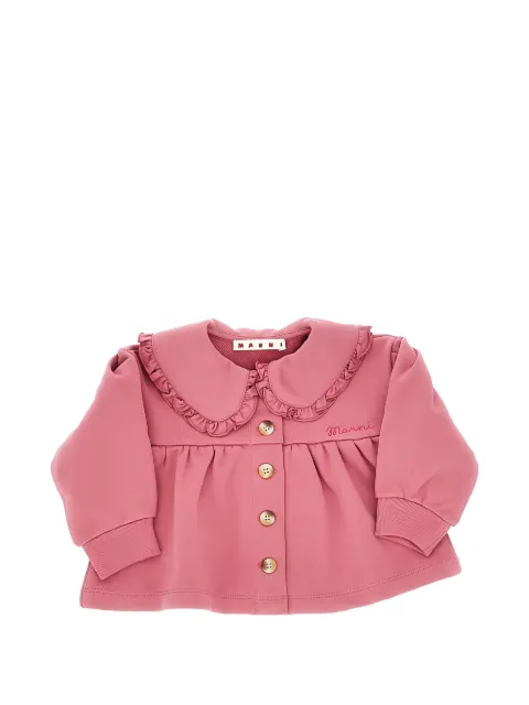 Marni Kids ruffled-collar embroidered cardigan