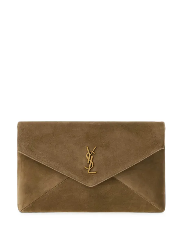 Saint Laurent Large Envelope Cassandre Clutch Bag in Brown