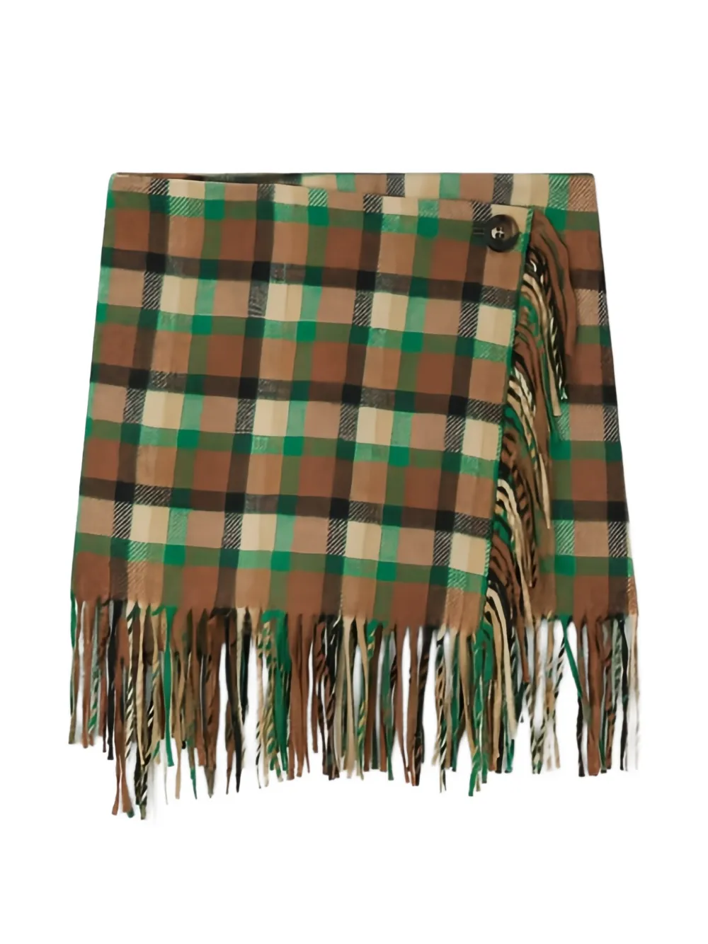 Rodebjer The Aera Checked Fringed Skirt In White
