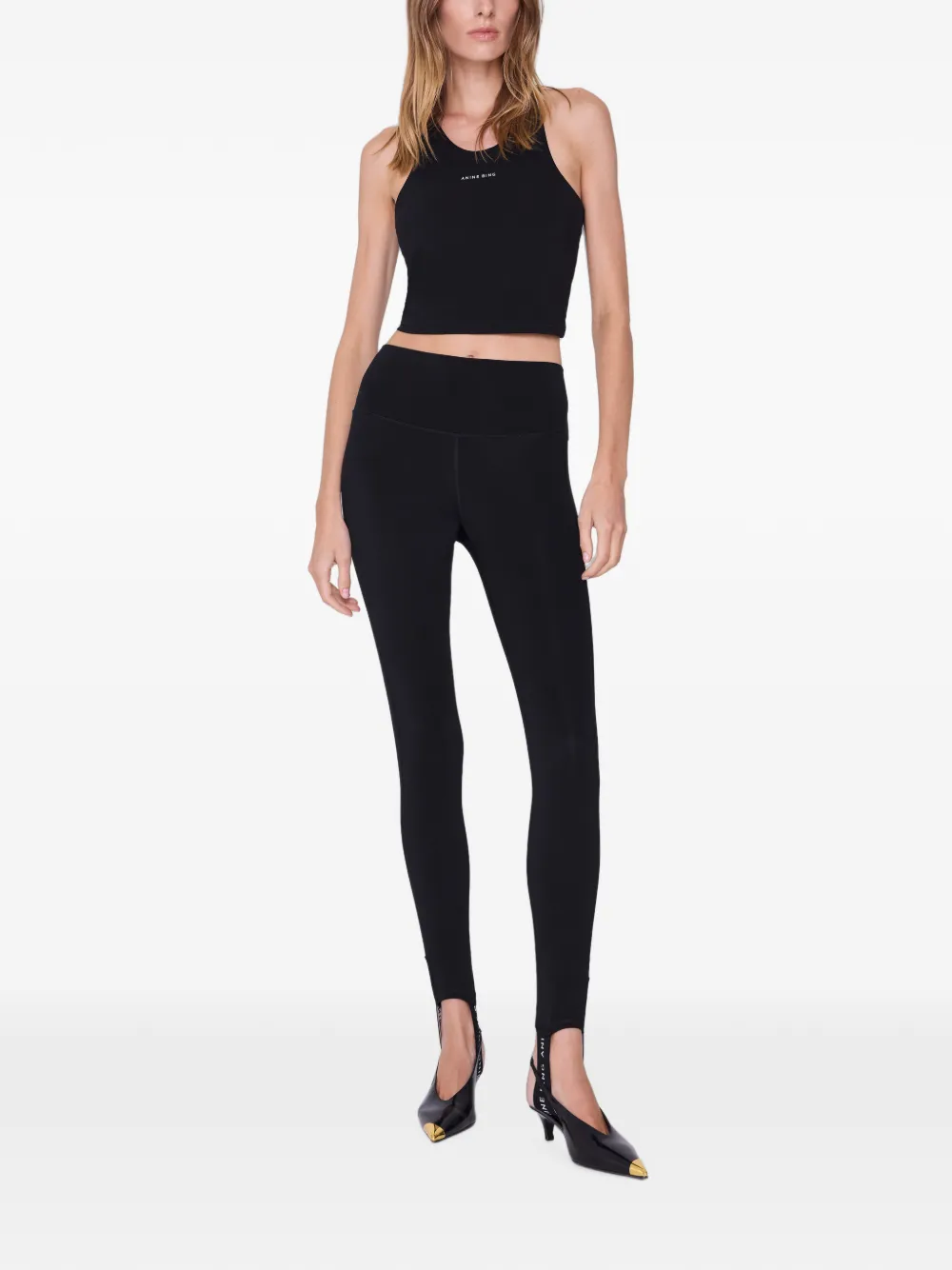ANINE BING Elina sport-bh met logo-print Zwart