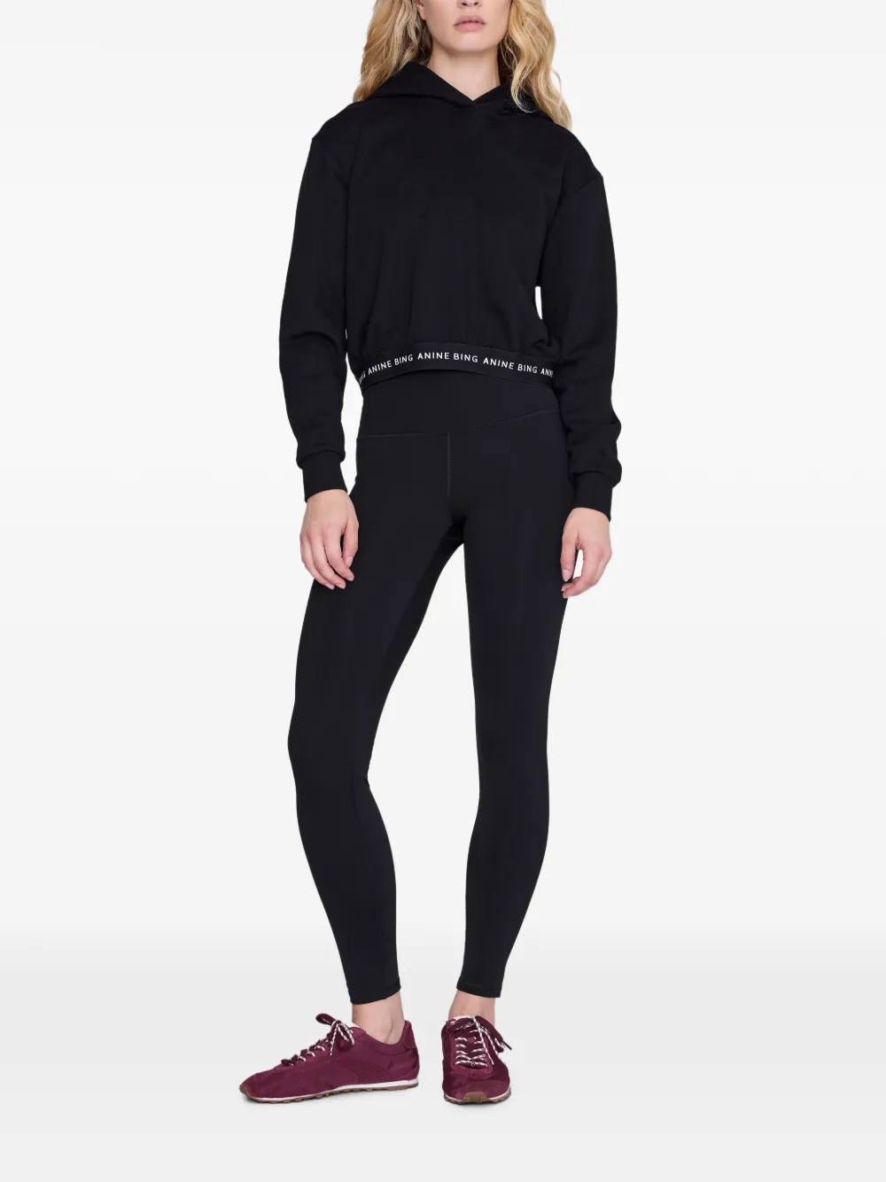 ANINE BING Dany cropped hoodie Zwart