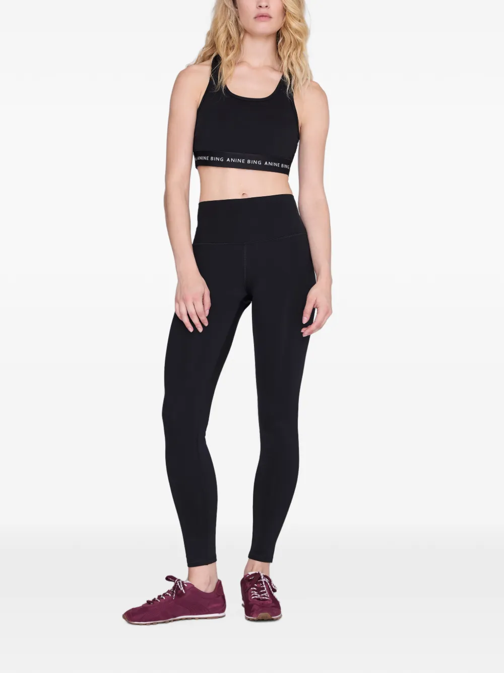 ANINE BING Legging met logoprint Zwart