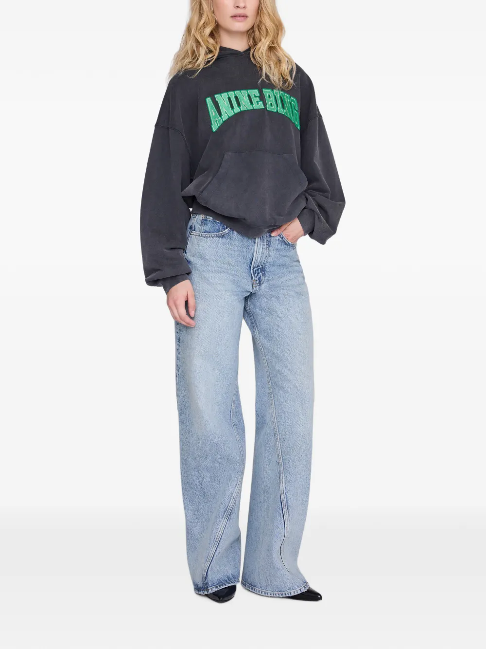ANINE BING Harvey hoodie met logopatch Zwart