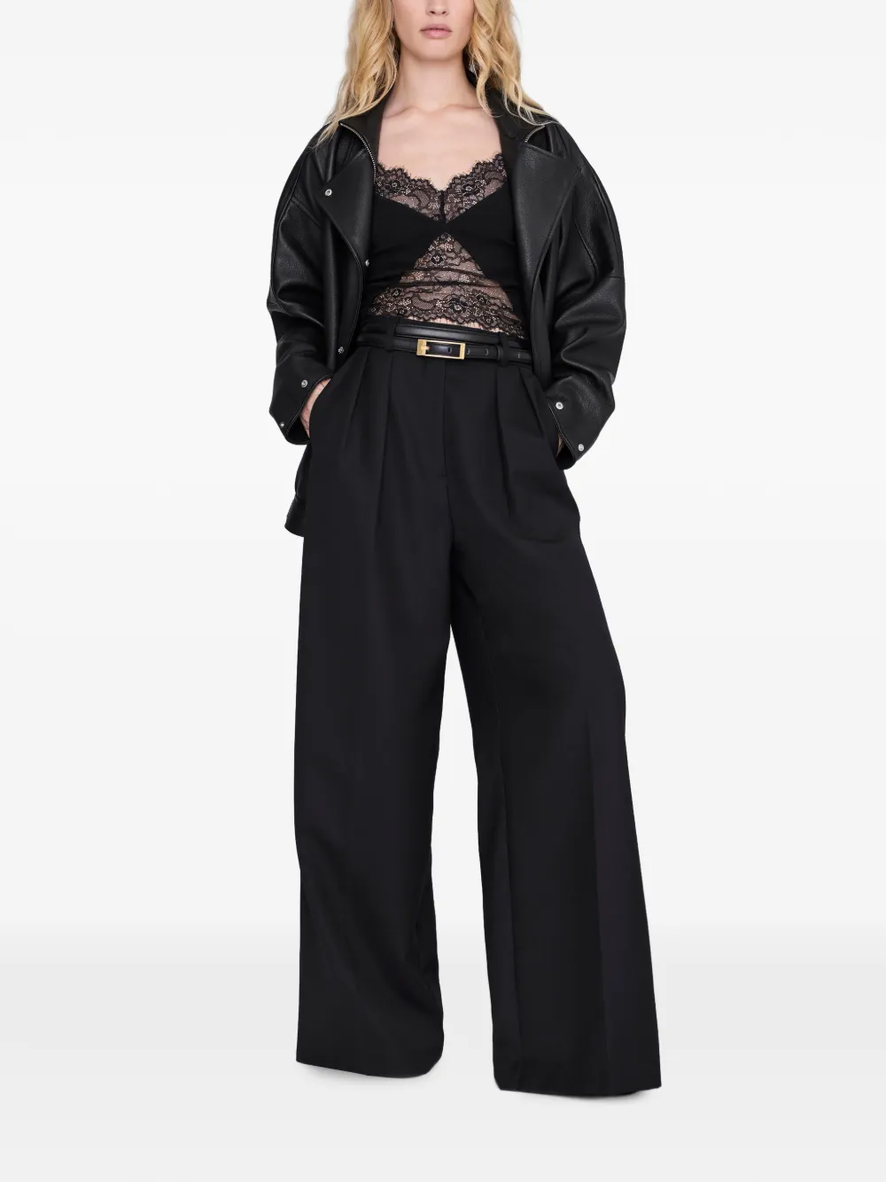 ANINE BING Tina tanktop met kant Zwart