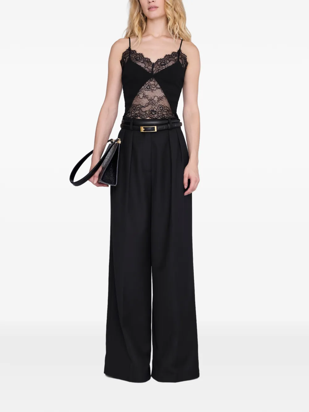 ANINE BING Tina tanktop met kant Zwart