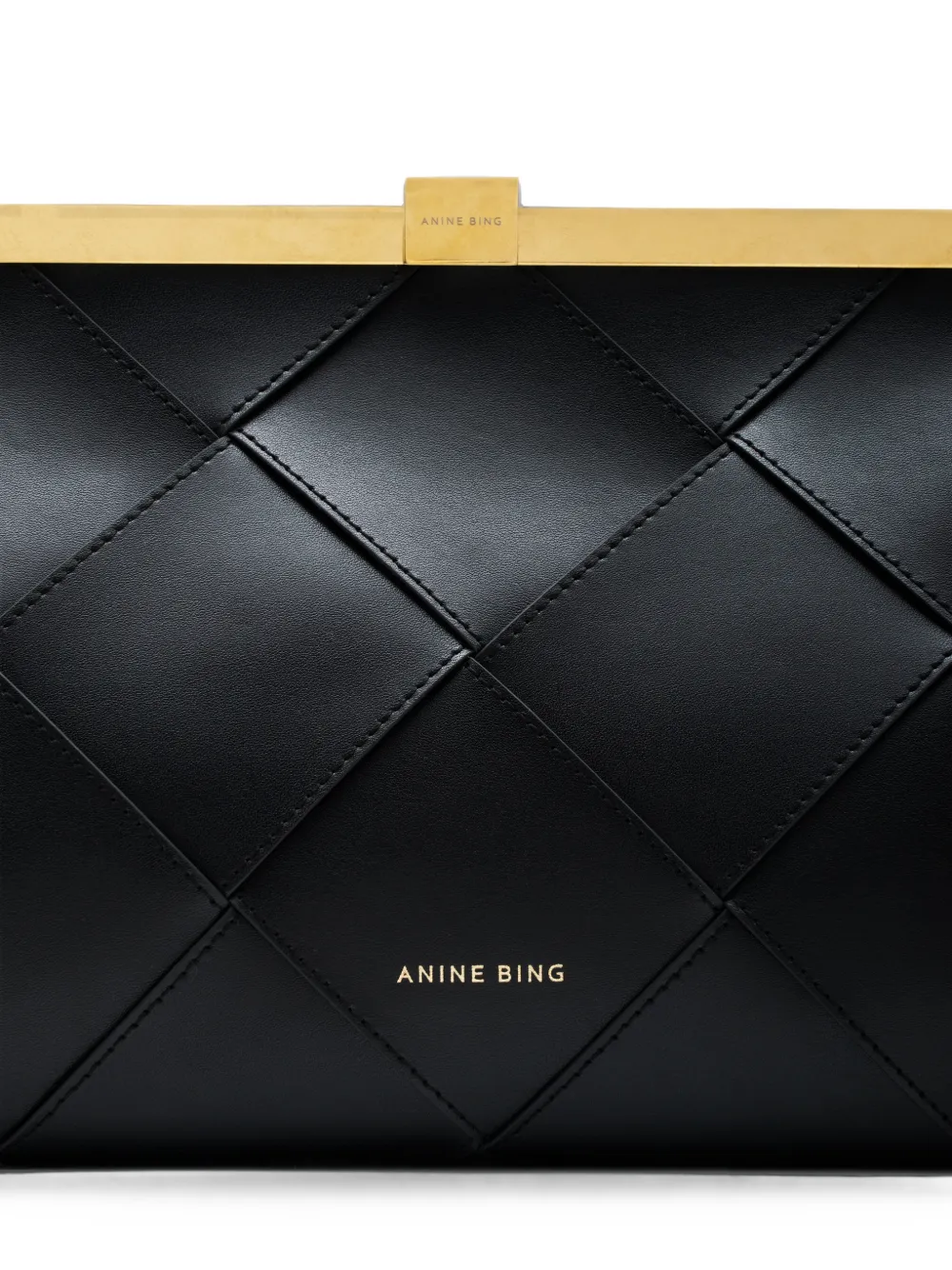 ANINE BING Gevlochten leren clutch Zwart