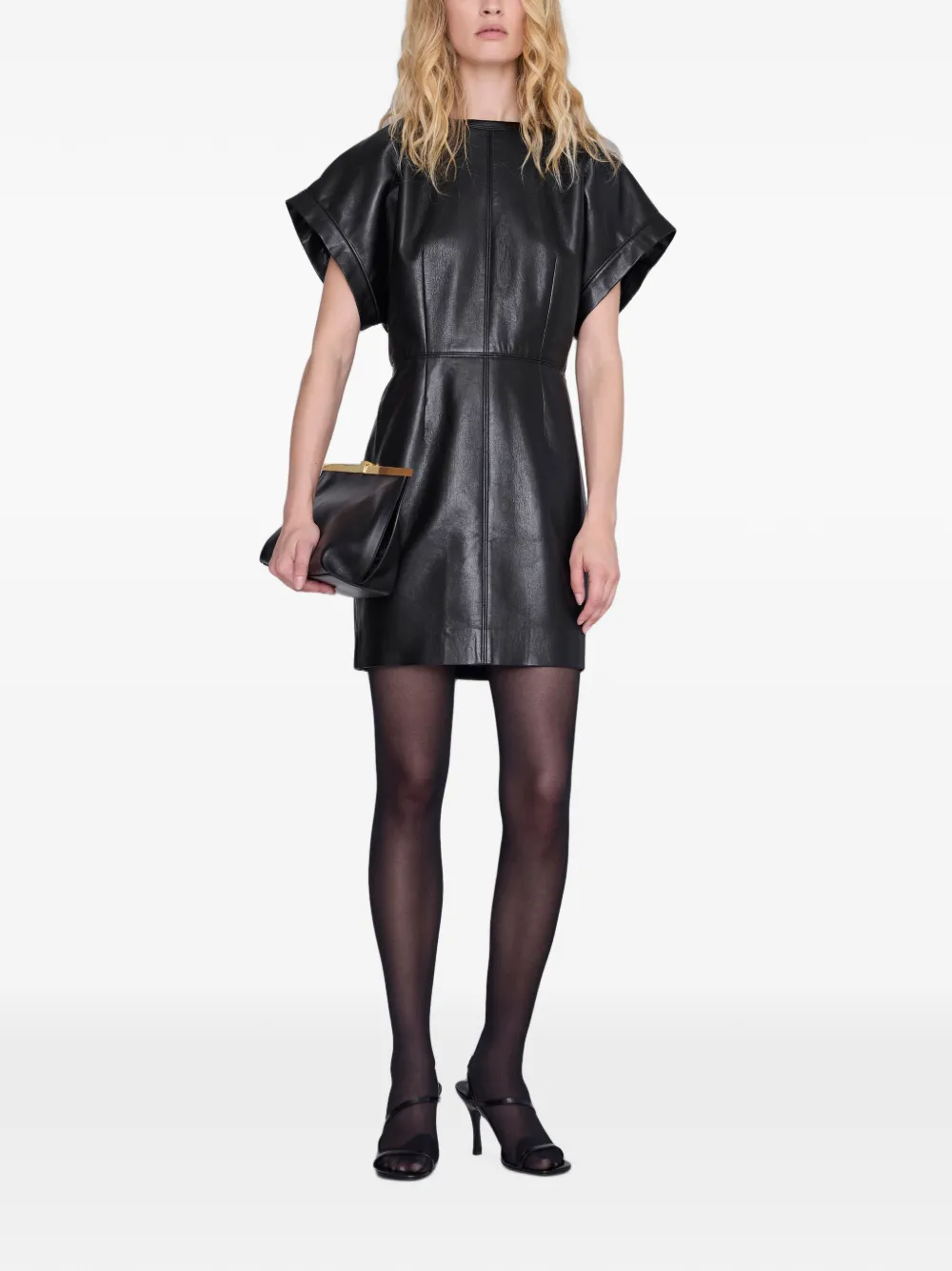 ANINE BING Zelie jurk van gerecycled leer Zwart