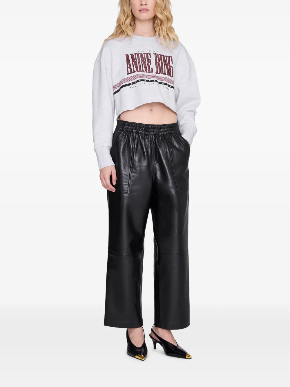 ANINE BING Sporty cropped sweater Grijs