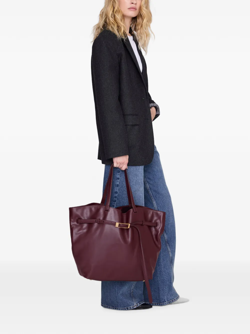 ANINE BING Elly shopper van bewerkt leer Rood