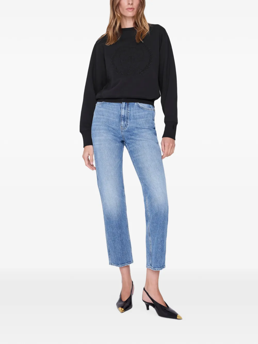 ANINE BING Harry Shrunken Signet sweater Zwart