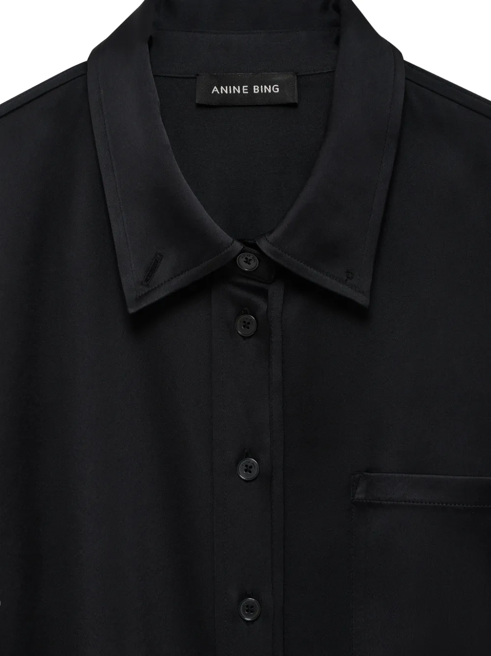 ANINE BING Scott cropped blouse Zwart