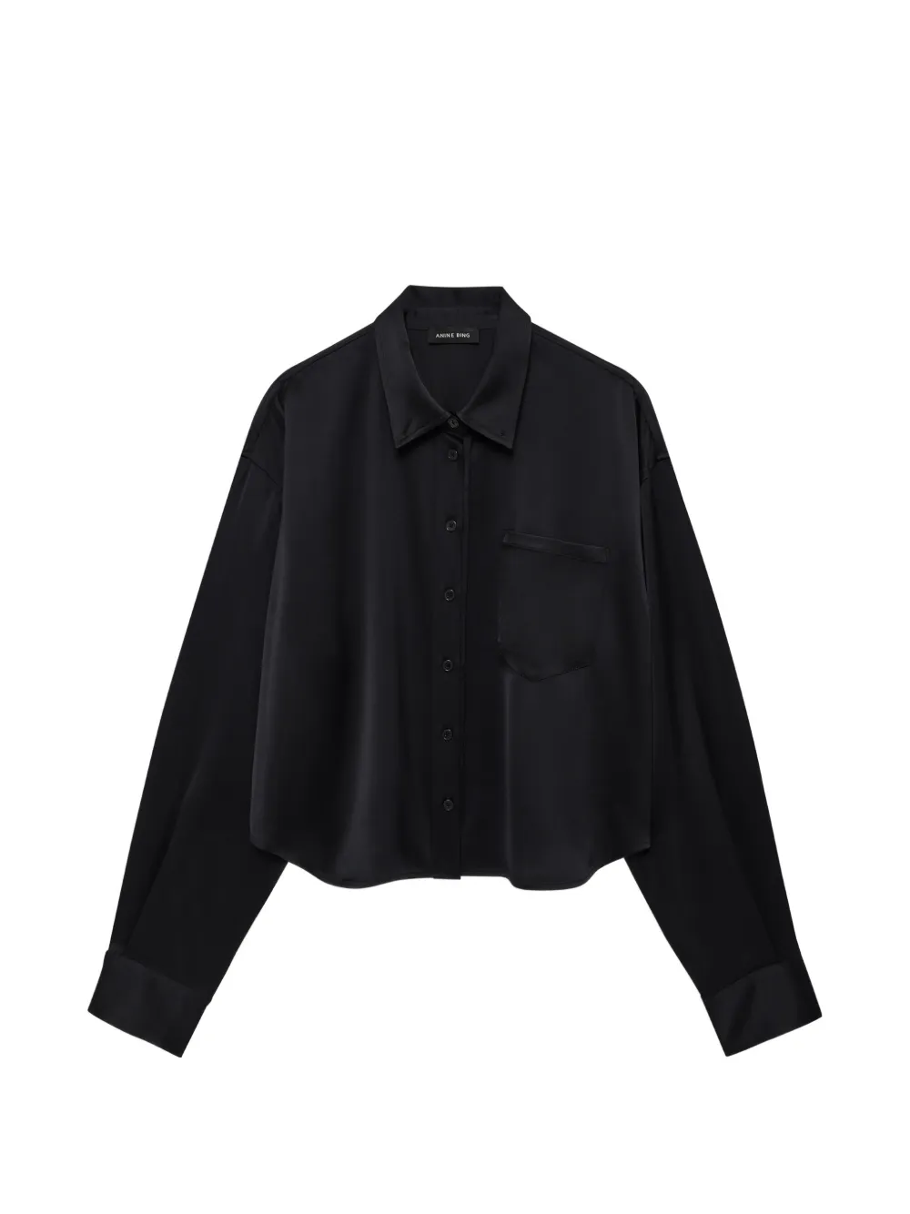 ANINE BING Scott cropped shirt - black