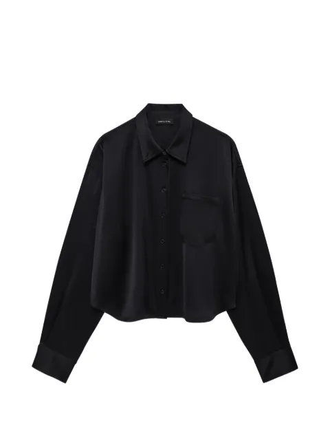 ANINE BING Scott cropped shirt - black