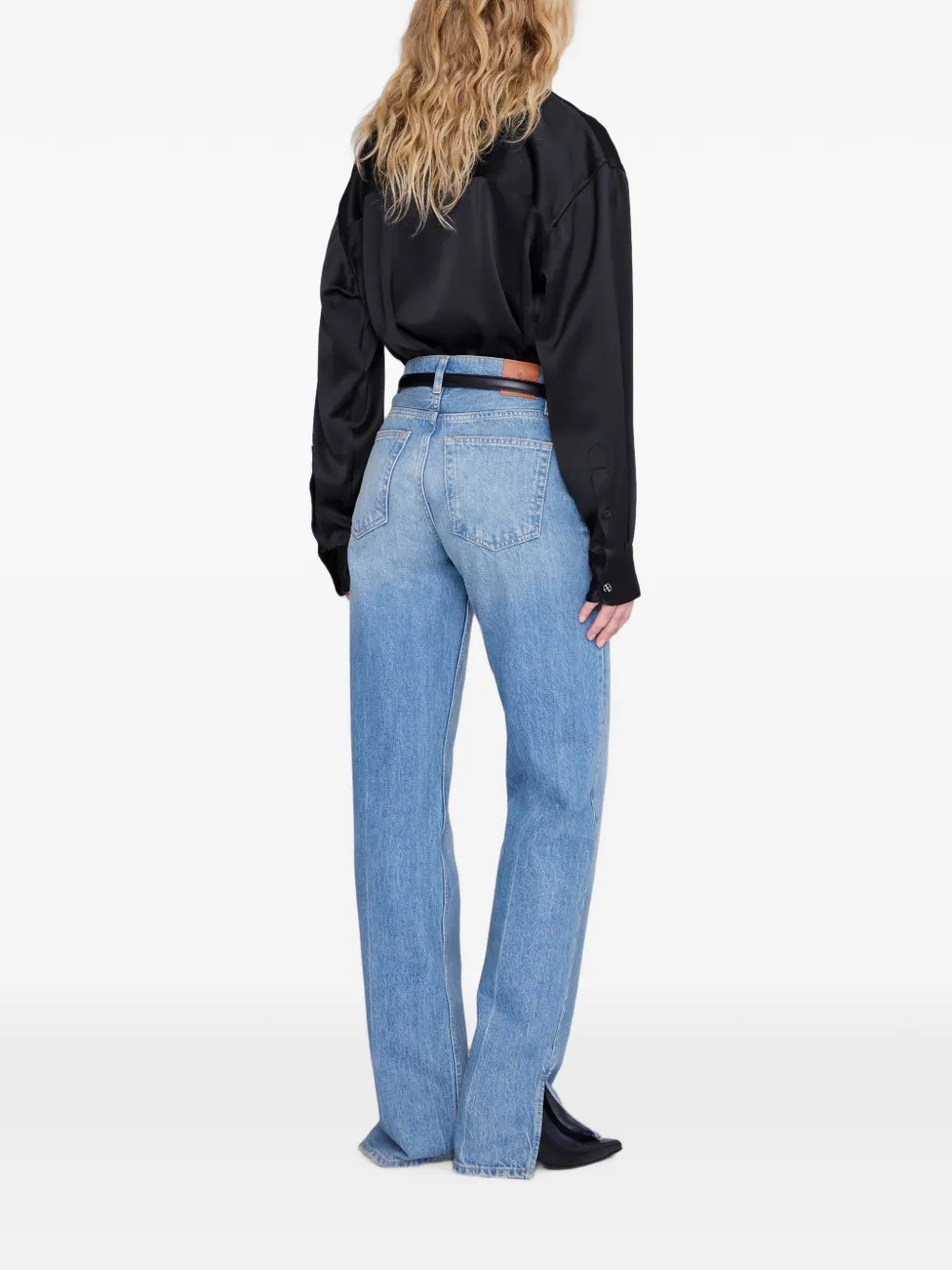 ANINE BING Scott cropped blouse Zwart
