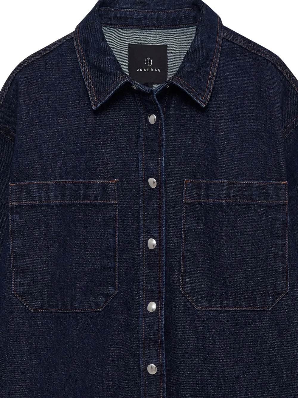 ANINE BING Samy denim blouse met contrasterende stiksels Blauw
