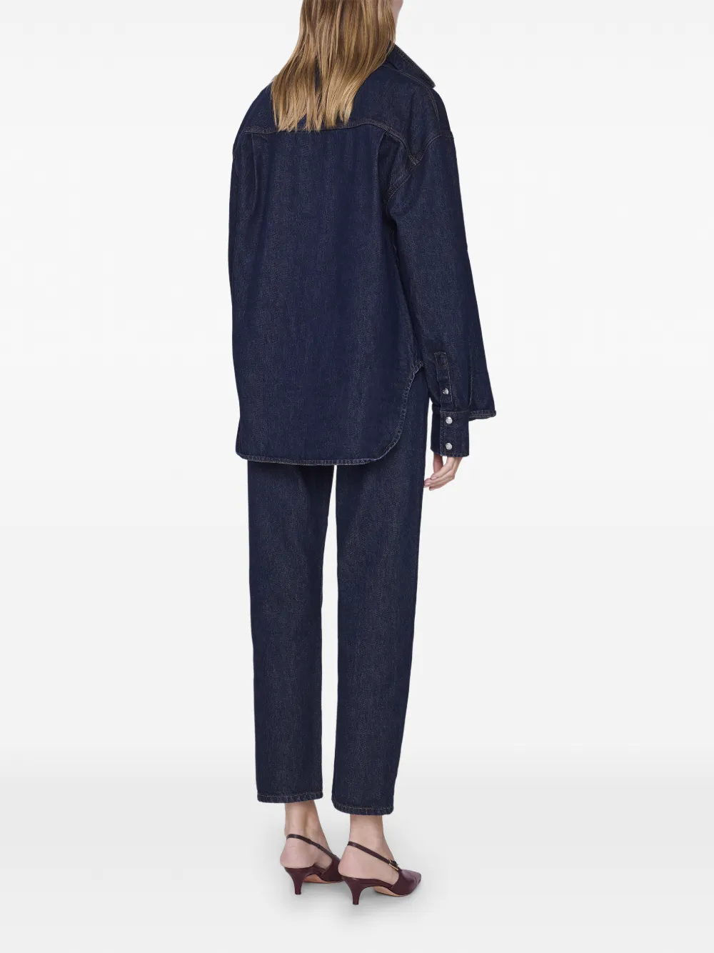 ANINE BING Samy denim blouse met contrasterende stiksels Blauw