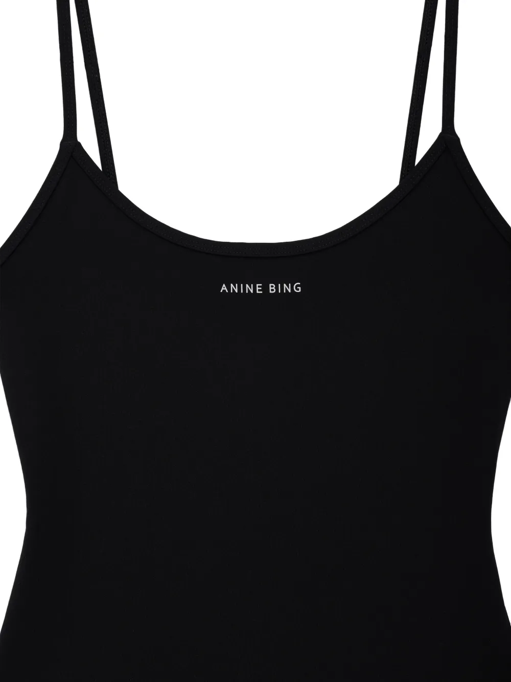 ANINE BING Barbara body met diepe ronde hals en logoprint Zwart